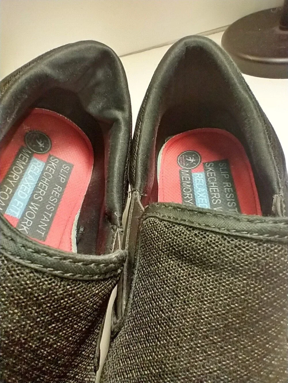 Skechers Work Black Slip Resistant Relaxed Fit Slip On Shoes Men's sz 11 (77048)